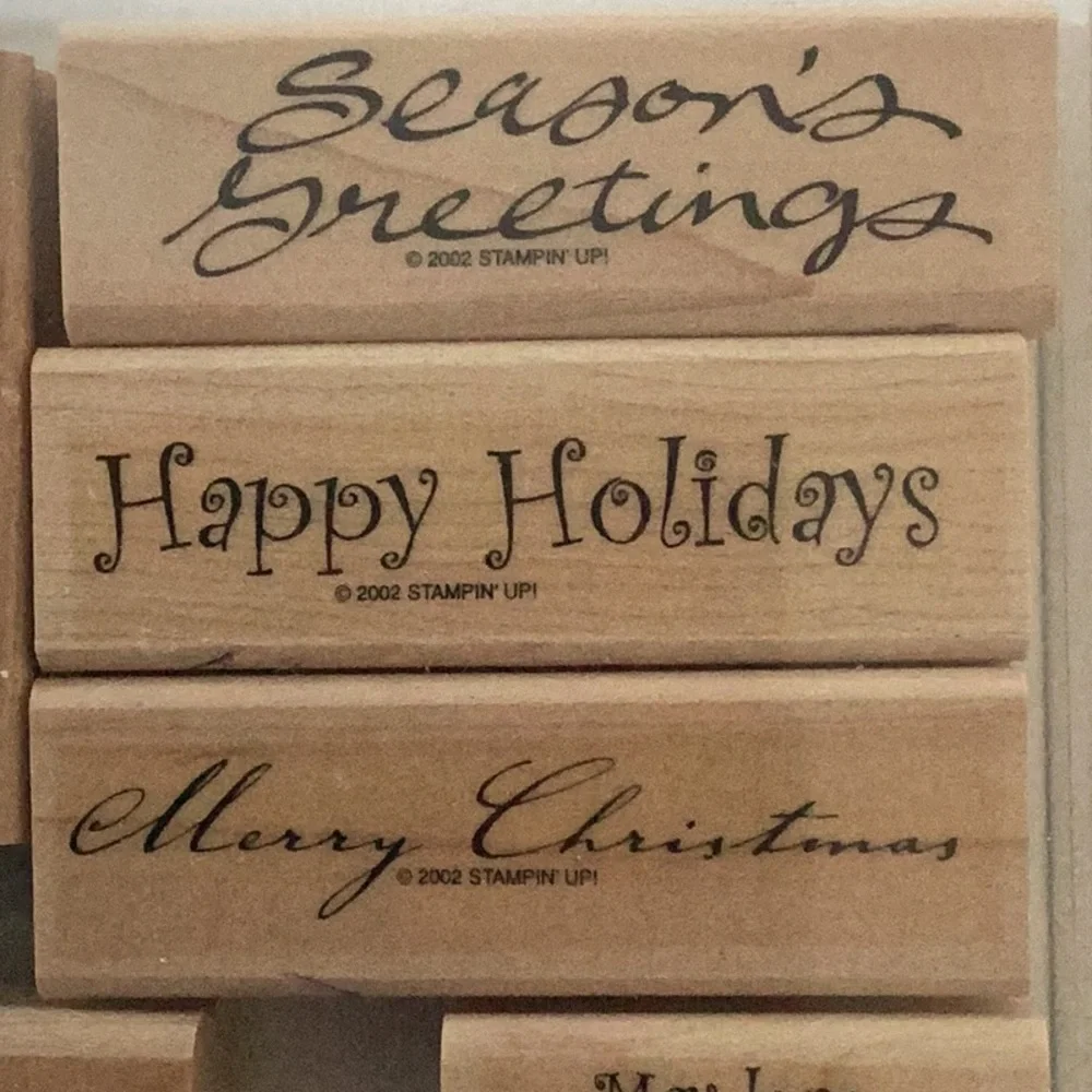 Vintage 2003 Stampin' Up! Wooden Holiday Stamps Set